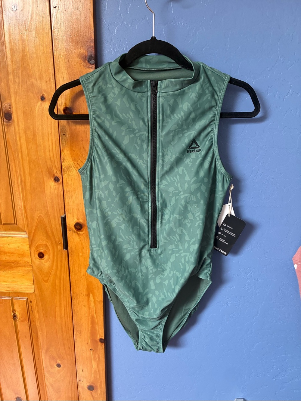 Reebok Girls' Green Sleeveless Zip-Front One-Piece